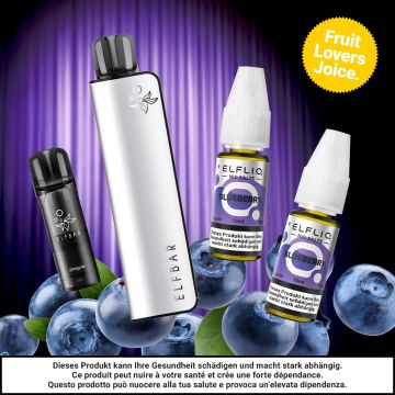 Bundle ELFBAR ELFA Master Kit + Empty Pod + 2 ELFLIQ, Blueberry