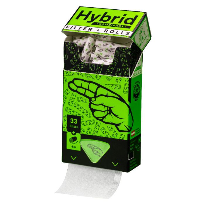 1 x Hybrid Supreme Aktivkohle Filter & Rolls, 33 Stk. 